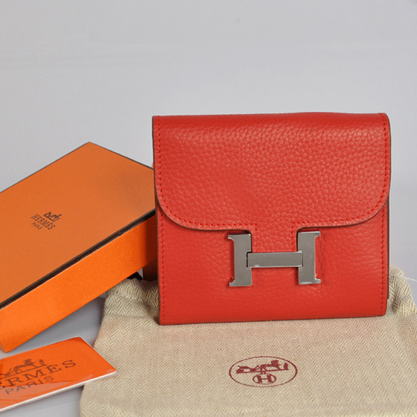 A608 Hermes Costanza pelle Portafoglio clemence in Flame